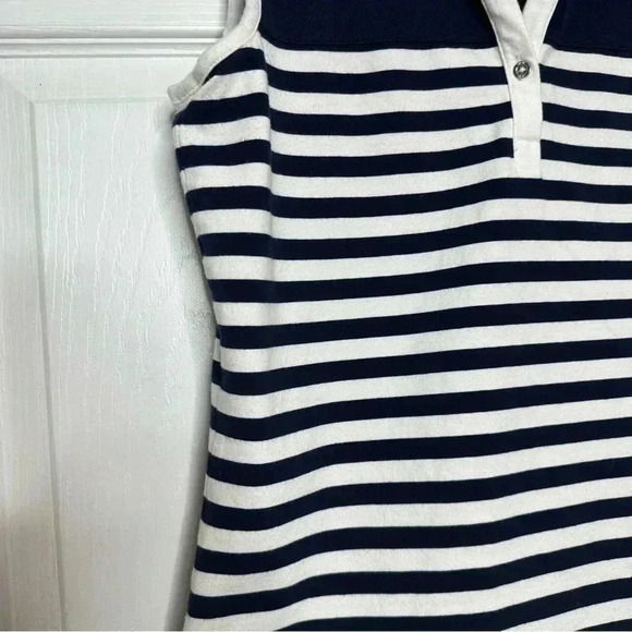 Izod Polo Shirt Sleeveless Collared Striped Blue & White Size Medium - Picture 4 of 16